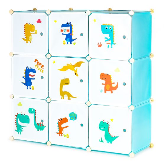 Modularer Kinderschrank mit 9 Regalen