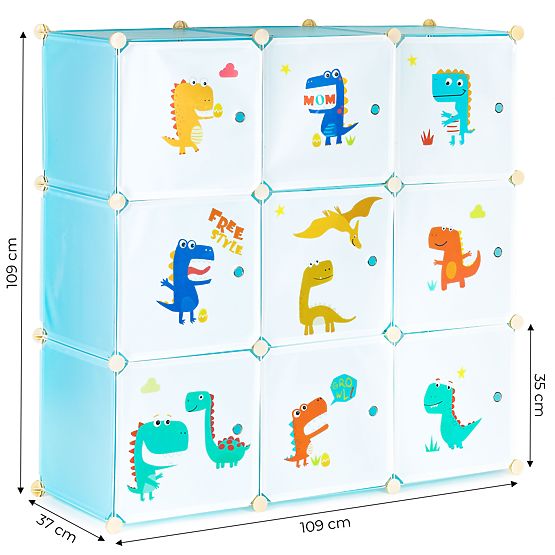 Modularer Kinderschrank mit 9 Regalen