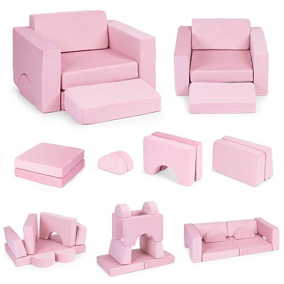 Modulares Kinderstuhl DIY 8 weiche Kissen faltbar - rosa ECOTOYS