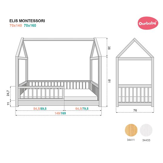 Montessori Hausbett Elis weiß