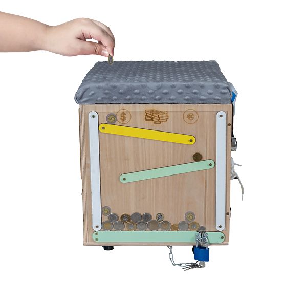 Holzhocker Montessori Aktivität - natur / grau