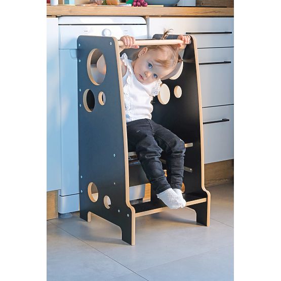 Montessori Lernturm Ringe Schwarz