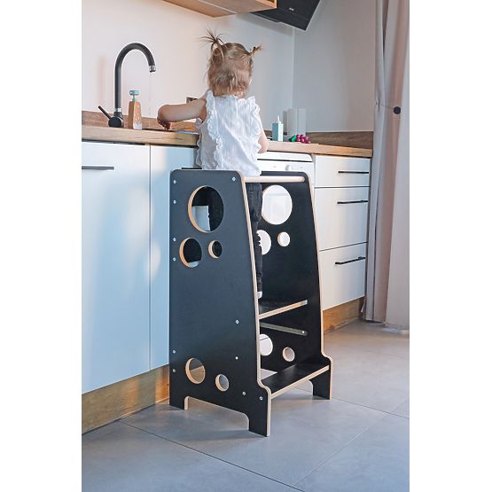 Montessori Lernturm Ringe Schwarz