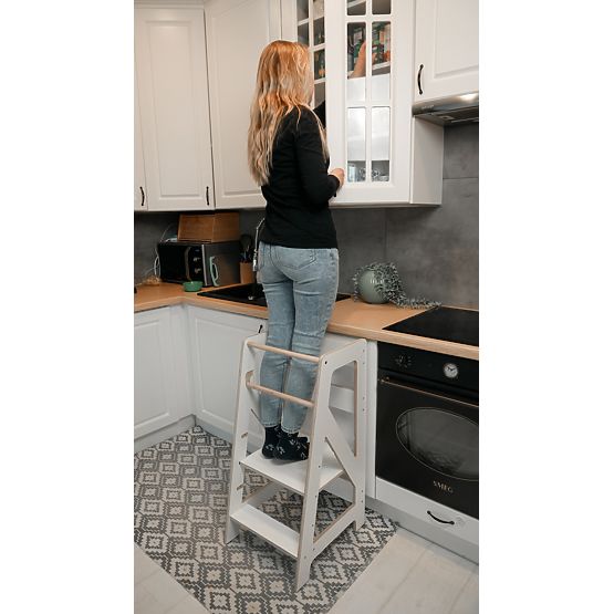 Montessori Lernturm Pola Scandi - weiß