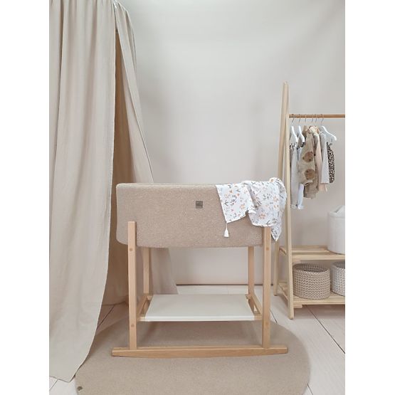 Moseskorb Teddy mit Holzgestell - Beige