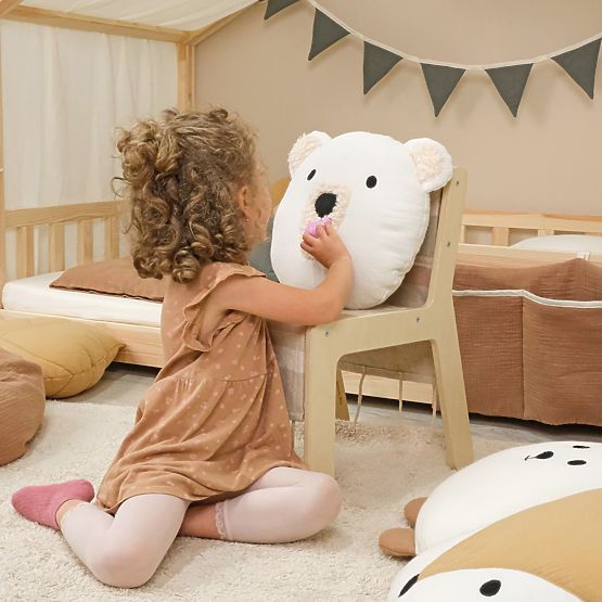 Musselin-Kissen Ourbaby Ø 35 cm Bär - ecru