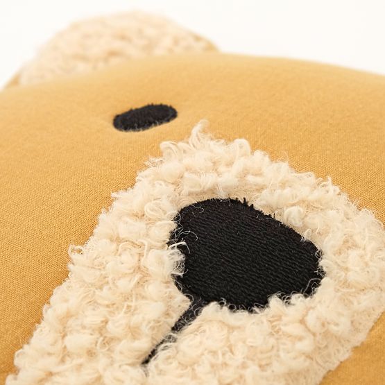 Musselin-Kissen Ourbaby Ø 35 cm Bär - senfgelb