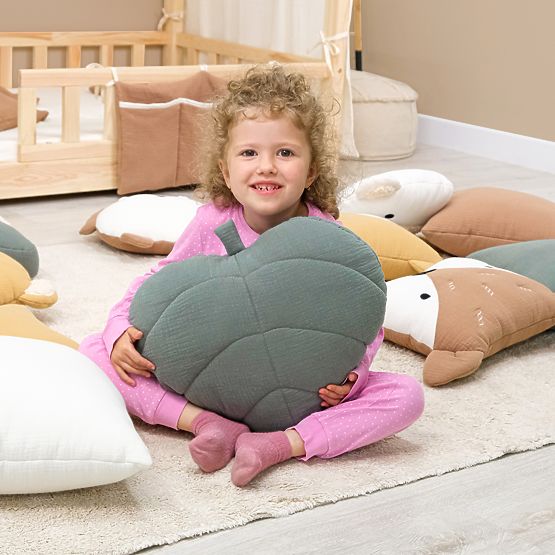 Musselin-Kissen Ourbaby 38x35 cm Blatt - grün
