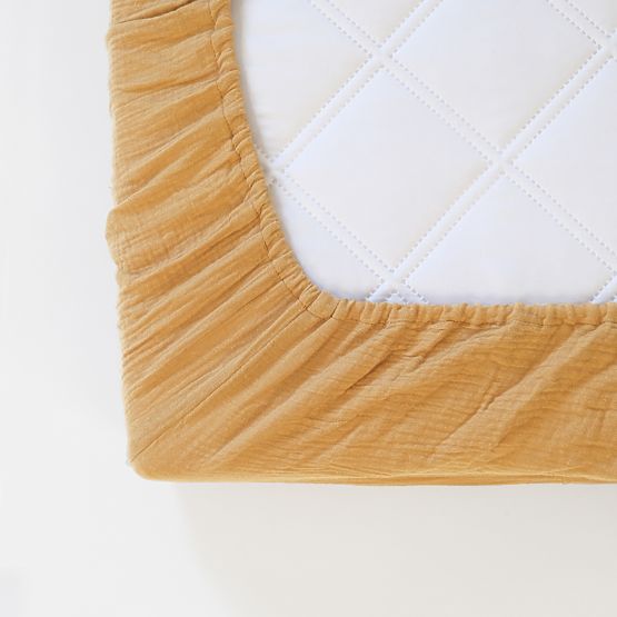 Musselin-Spannbettlaken Ourbaby 140x70 cm - Senfgelb