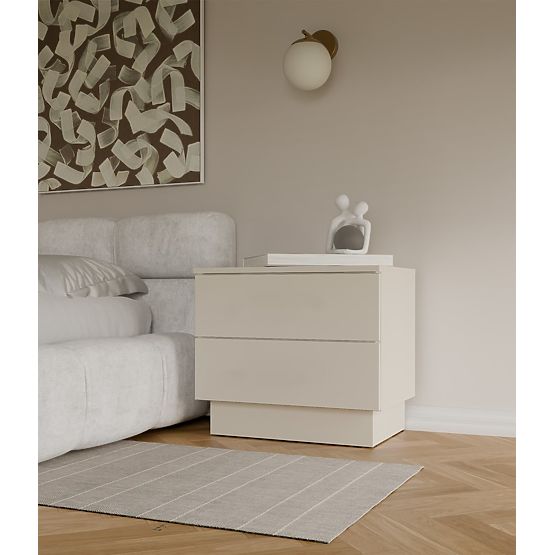Nachttisch AMBER 2S mit 2 Schubladen für das Schlafzimmer KASCHMIR Beige