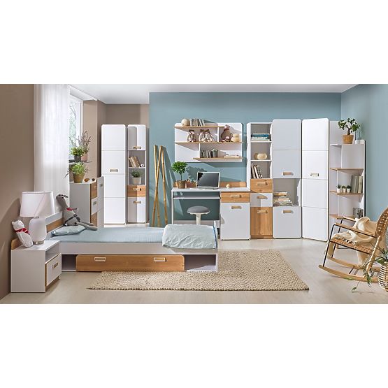 Nachttisch L12 - Weiß / Eiche Nash