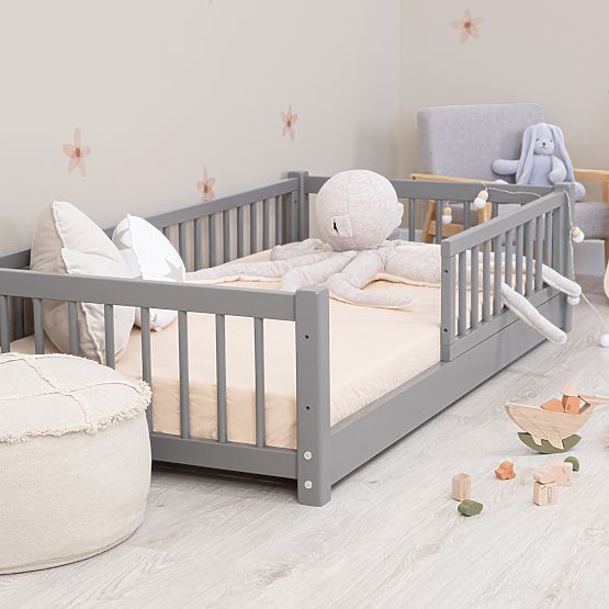 Niedriges Montessori-Kinderbett Ourbaby - Grau