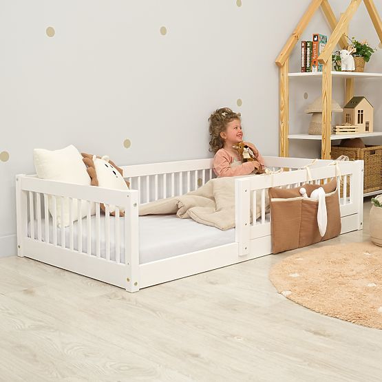 Niedriges Kinderbett Montessori Ourbaby Plus - weiß