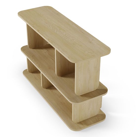 Niedriges Regal Tulumo, abgerundet, Eiche Cremona Torro