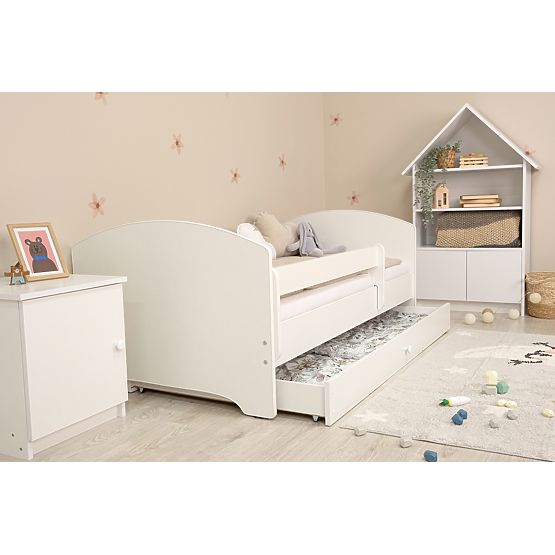 Ourbaby Kinderbett mit Barriere – weiß