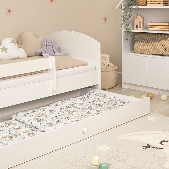 Ourbaby Kinderbett mit Barriere – weiß
