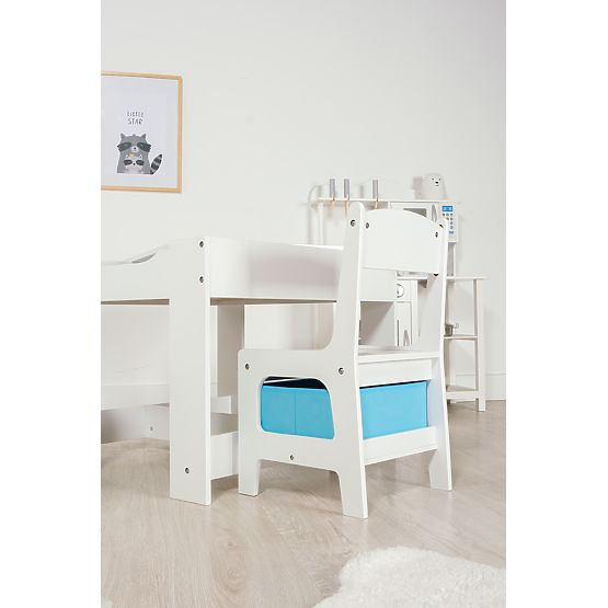 Kindertisch mit Stühlen Ourbaby mit blauer und grüner Box