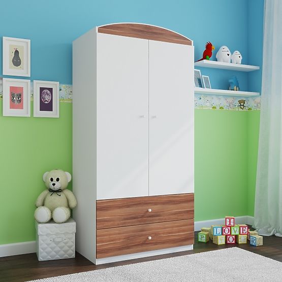 Ourbaby kleiderschrank schrank - walnuss-weiß