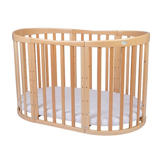 Ovale mitwachsende Babybett Ruby 7-in-1 - natur