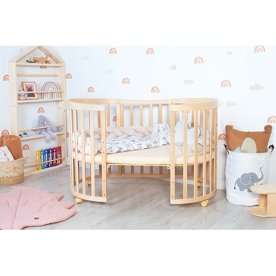 Ovale mitwachsende Babybett Ruby 7-in-1 - natur