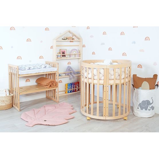 Ovale mitwachsende Babybett Ruby 7-in-1 - natur