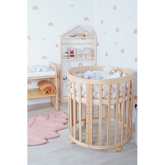 Ovale mitwachsende Babybett Ruby 7-in-1 - natur