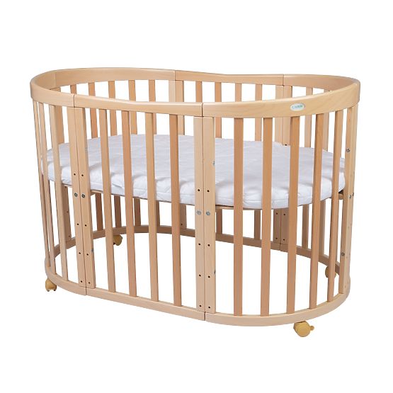 Ovale mitwachsende Babybett Ruby 7-in-1 - natur