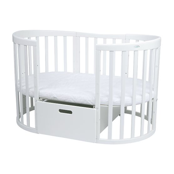 Ovale mitwachsende Babybett Ruby 7-in-1 PLUS - weiß