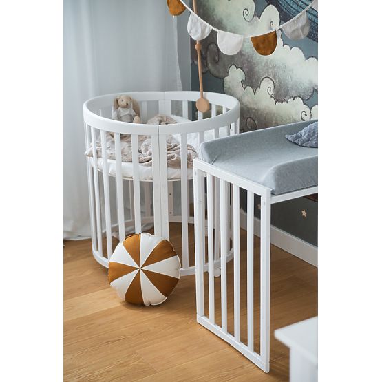 Ovales mitwachsendes Babybett Ruby 7in1 - weiß