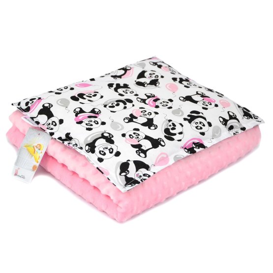 Kinderset Decke und Kissen M PANDA - rosa