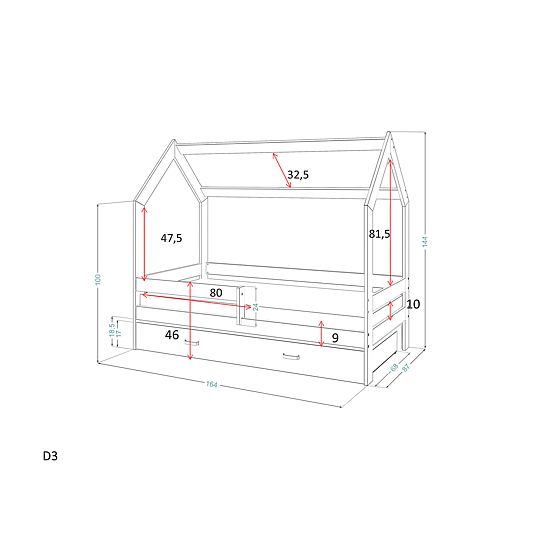 Hausbett Paula mit Rausfallschutz 160 x 80 cm - weiß