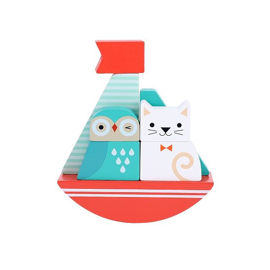 Petit Collage Holzstapelspiel Eule und Kätzchen