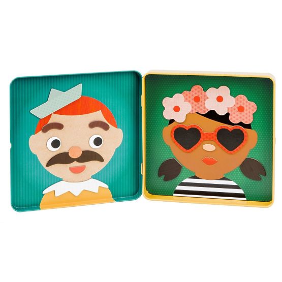 Petit Collage Magnetpuzzle Fröhliche Gesichter