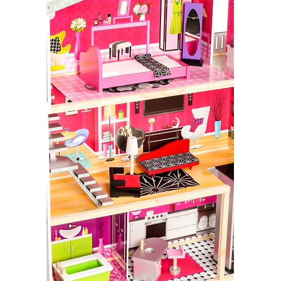 Puppenhaus aus Holz mit Kayla-Lift