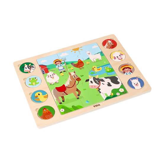 Puzzle 2-in-1 Bauernhof - Schatten finden Puzzle