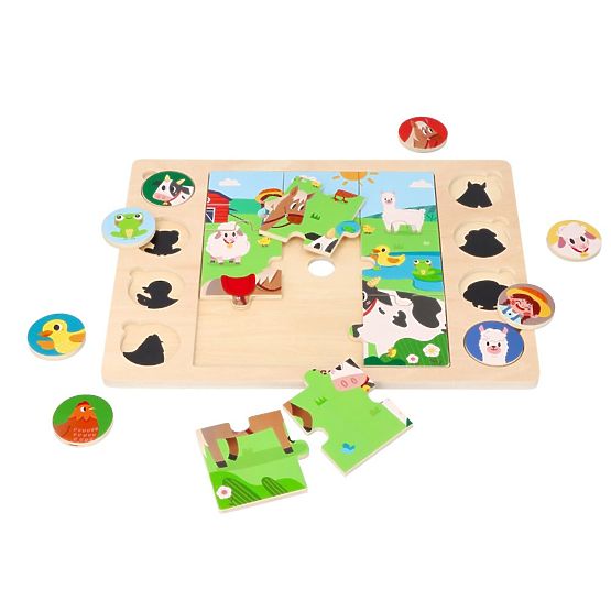 Puzzle 2-in-1 Bauernhof - Schatten finden Puzzle