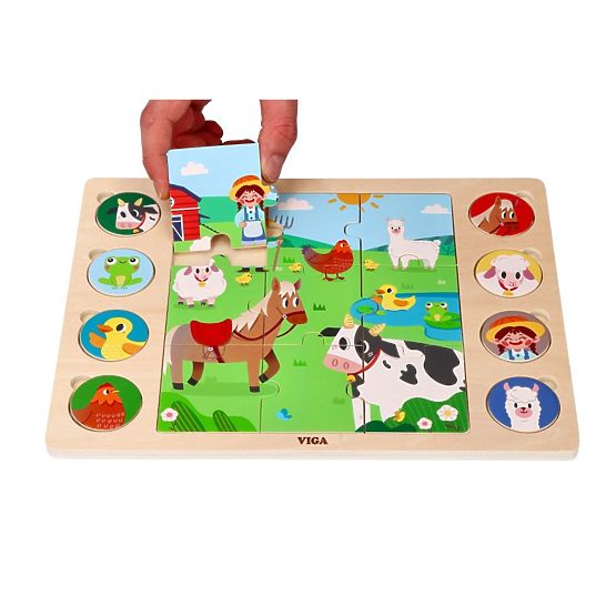 Puzzle 2-in-1 Bauernhof - Schatten finden Puzzle