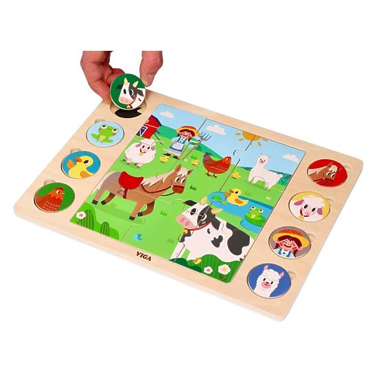 Puzzle 2-in-1 Bauernhof - Schatten finden Puzzle