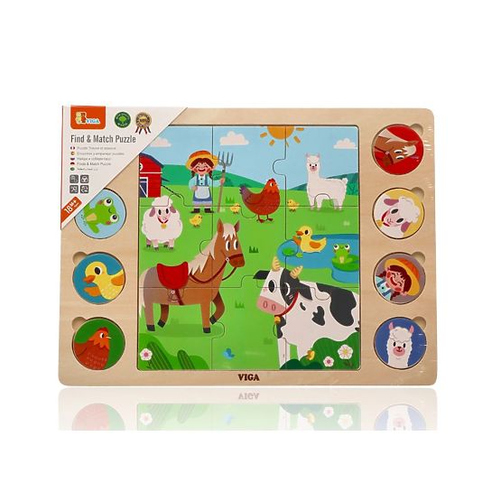 Puzzle 2-in-1 Bauernhof - Schatten finden Puzzle