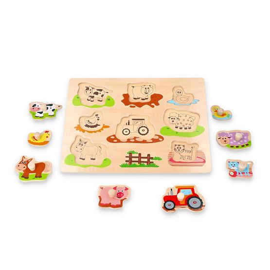 Puzzle mit Griffen Freunde vom Bauernhof und Traktor