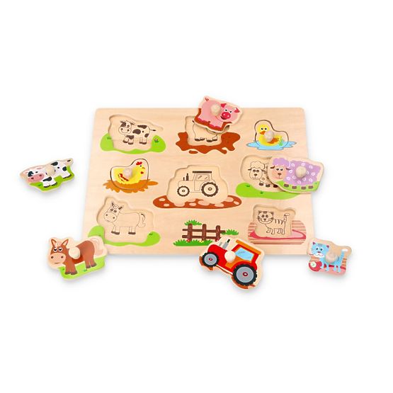 Puzzle mit Griffen Freunde vom Bauernhof und Traktor