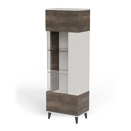 RANDOM 2-in-1 Vitrine Kaschmir / Nussbaum / Schwarz