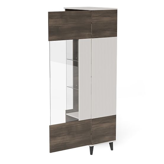 RANDOM 2-in-1 Vitrine Kaschmir / Nussbaum / Schwarz