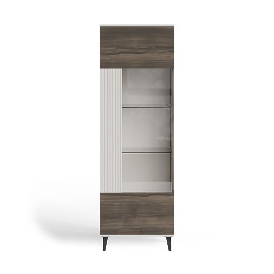 RANDOM 2-in-1 Vitrine Kaschmir / Nussbaum / Schwarz