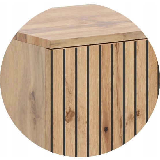 Regal Fondi Eiche Craft Gold - Schwarz, Lamellen Dekor