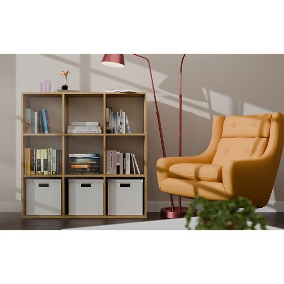 REGAL MALAX 3x3 H EICHE ARTISAN MIT FESTER RÜCKWAND HDF REGALEN 110x110 CM