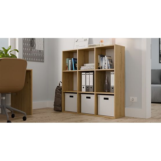 REGAL MALAX 3x3 H EICHE ARTISAN MIT FESTER RÜCKWAND HDF REGALEN 110x110 CM