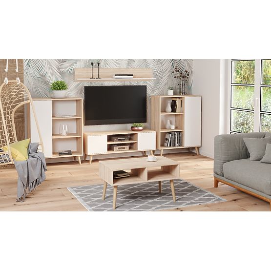 Regal Schrank Fondi Eiche Sonoma - Weiß, skandinavisch