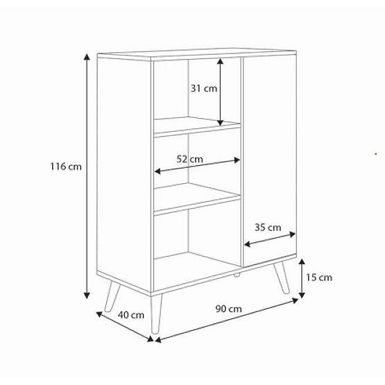 Regalvitrine Fondi Holzbeine Eiche Artisan Weiß
