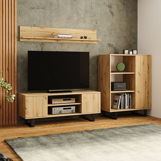 Regalvitrine Fondi Metallfüße Eiche Artisan